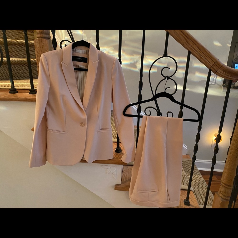 Zara Cream Blazer and Pants Set